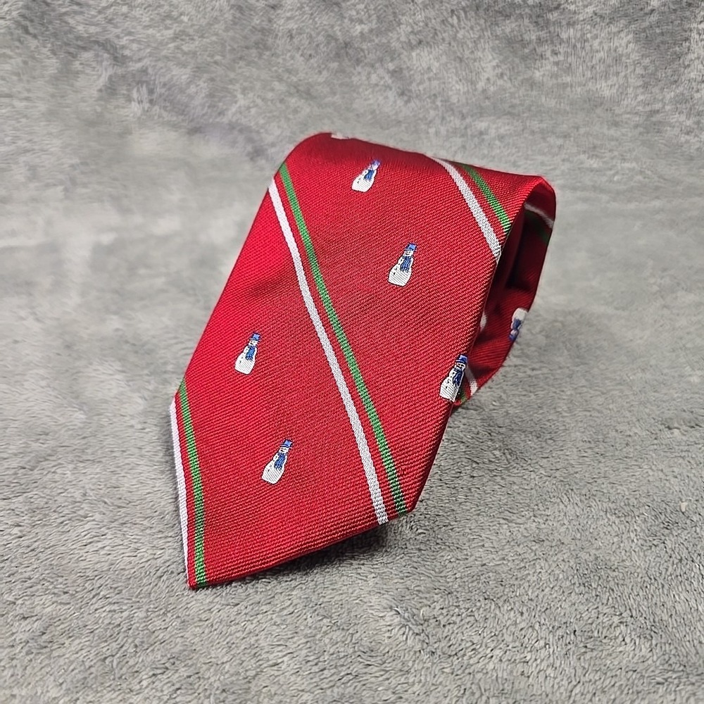 Brooks Brothers Silk Tie Necktie Red Snowman Geometric Classic Made In USA‎ NWT